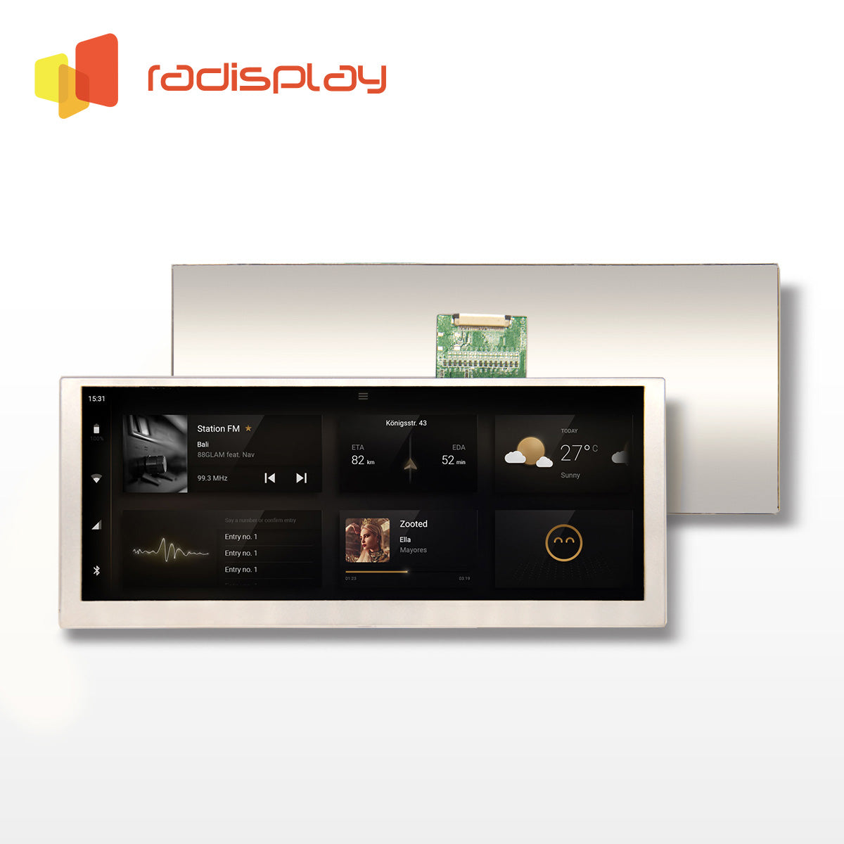 10.25 inch Bar type TFT Display (1280x480, MIPI/RGB)
