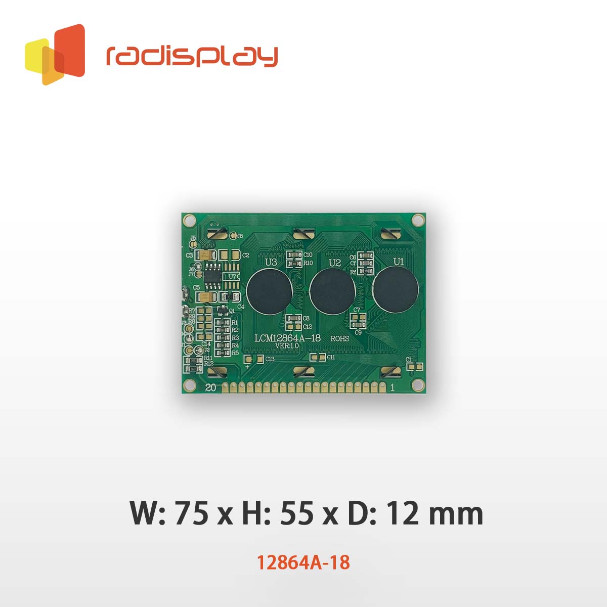 128x64 Dot matrix Graphic LCD (RD12864A-18)