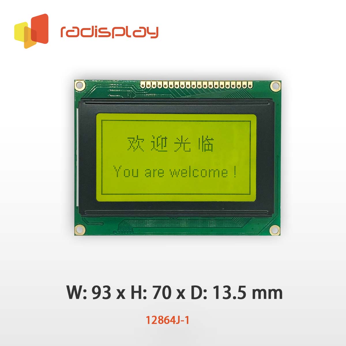 128x64 Dot matrix Graphic LCD (RD12864J-1 ) – Radiant Electronics 