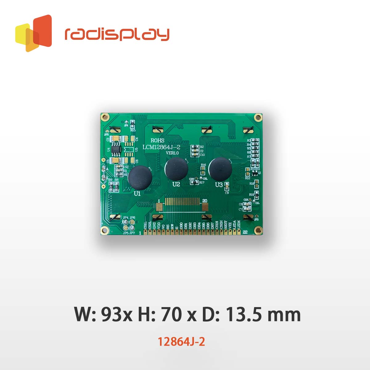 128x64 Dot matrix Graphic LCD (RD12864J-2)
