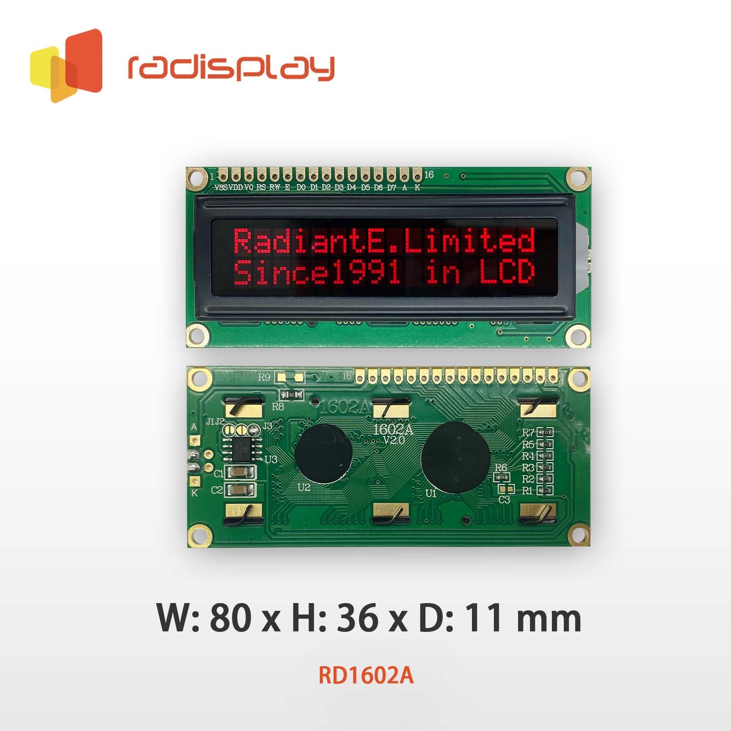 16x2 VATN Character LCD Display Module