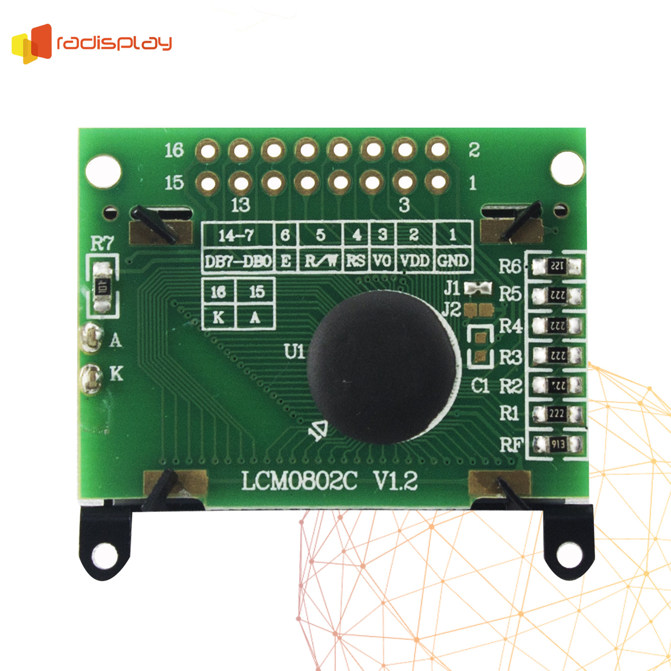 8x2 Character LCD Display Module, Small (RD0802C-1)