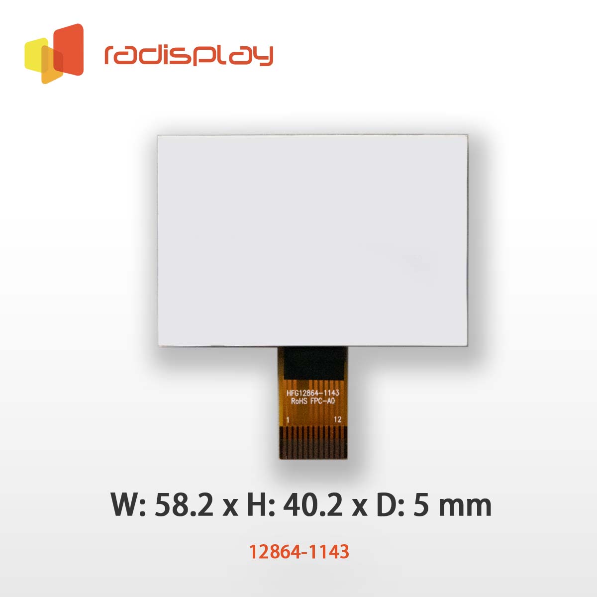 128x64 Graphic LCD (Chip on Glass) (RC12864-1143)