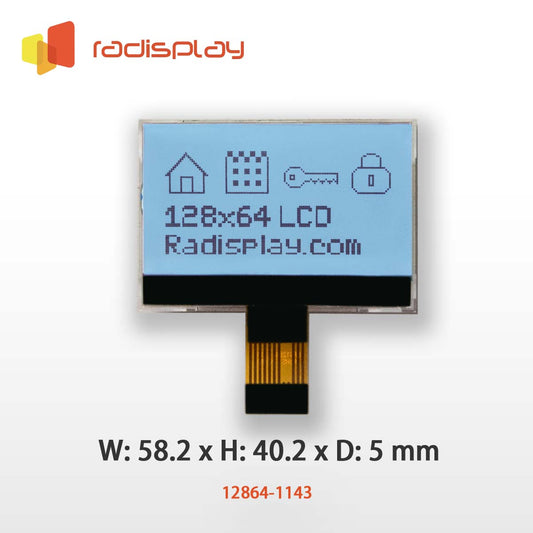 128x64 Graphic LCD (Chip on Glass) (RC12864-1143)