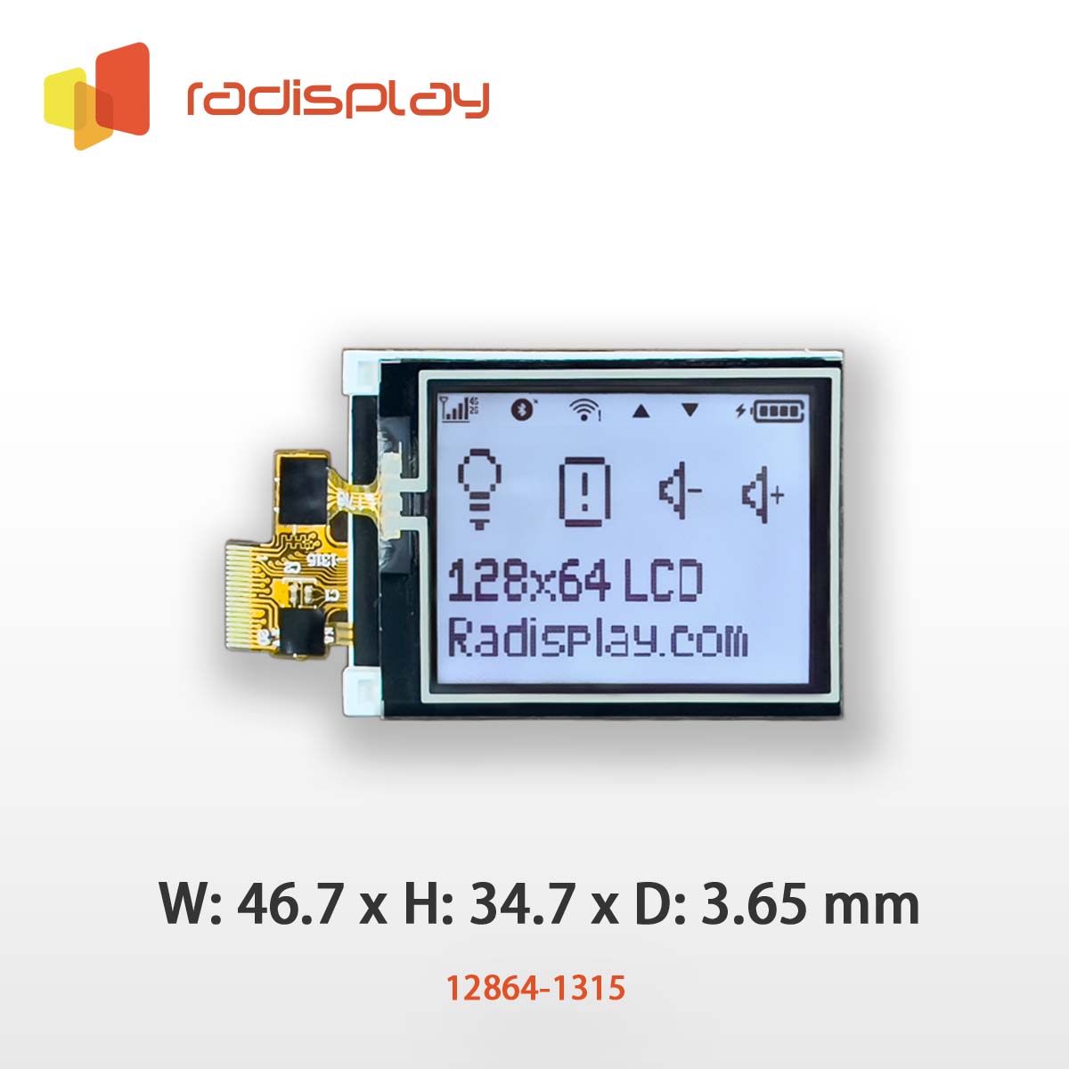 128x64 Graphic LCD (Chip on Glass with Touch Panel) (RC12864-1315)