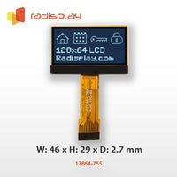 128x64 Graphic LCD (Chip on Glass) (RC12864-755)