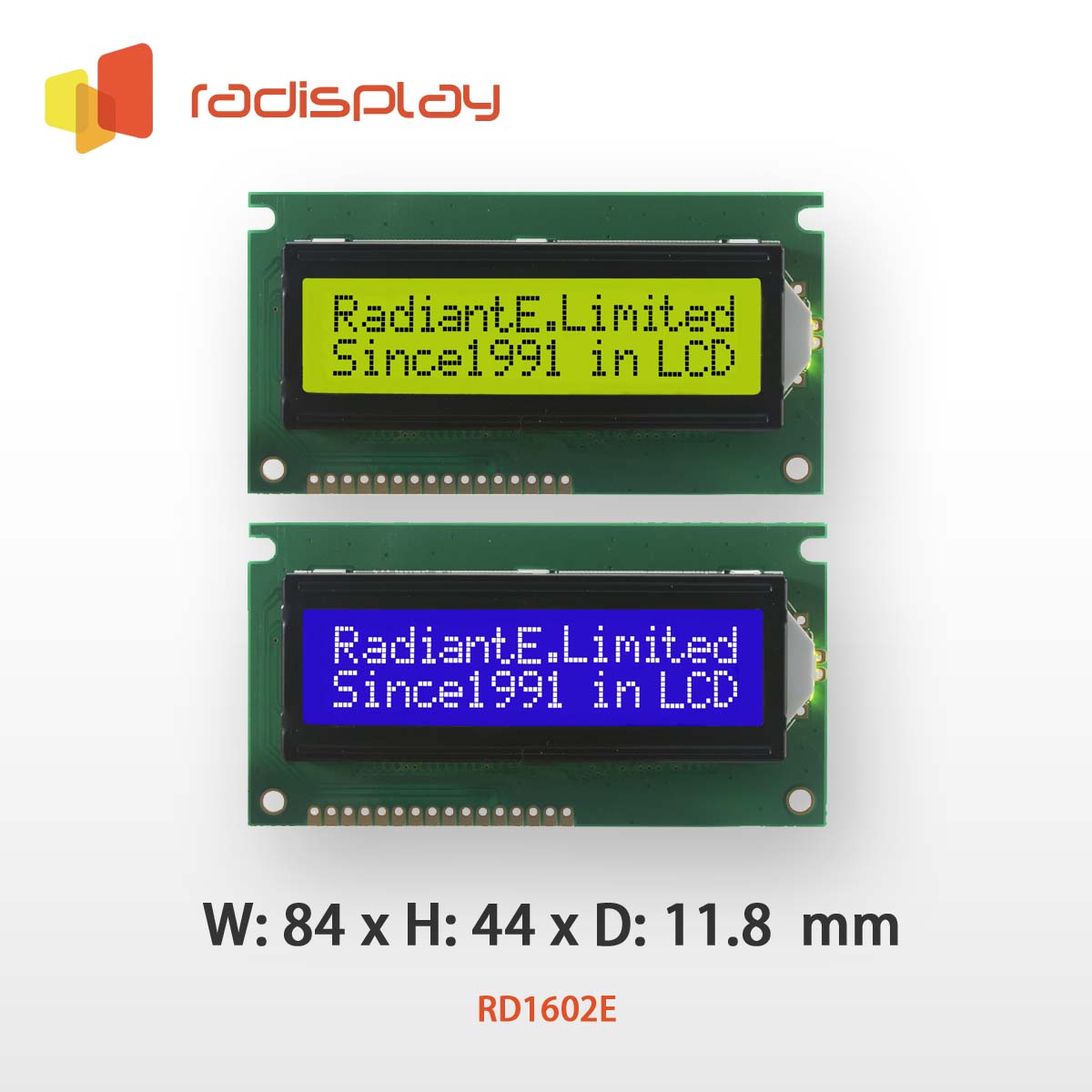 16x2 Character LCD Display Module, larger module size (RD1602E)