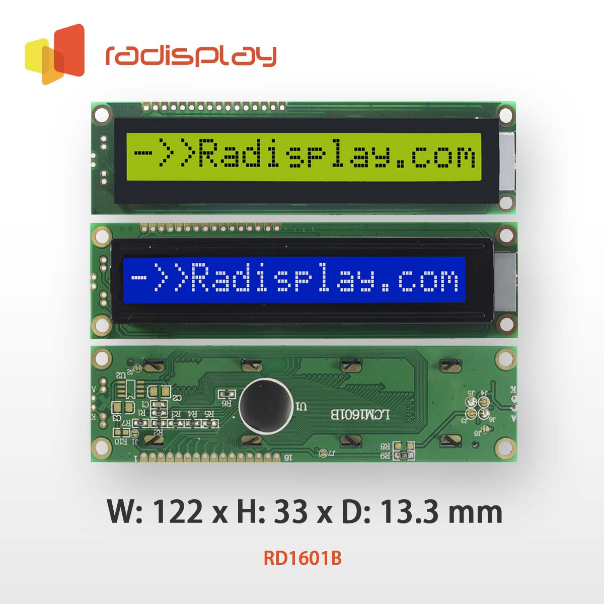 16x1 Character LCD Display Module, Large (RC12864-35)
