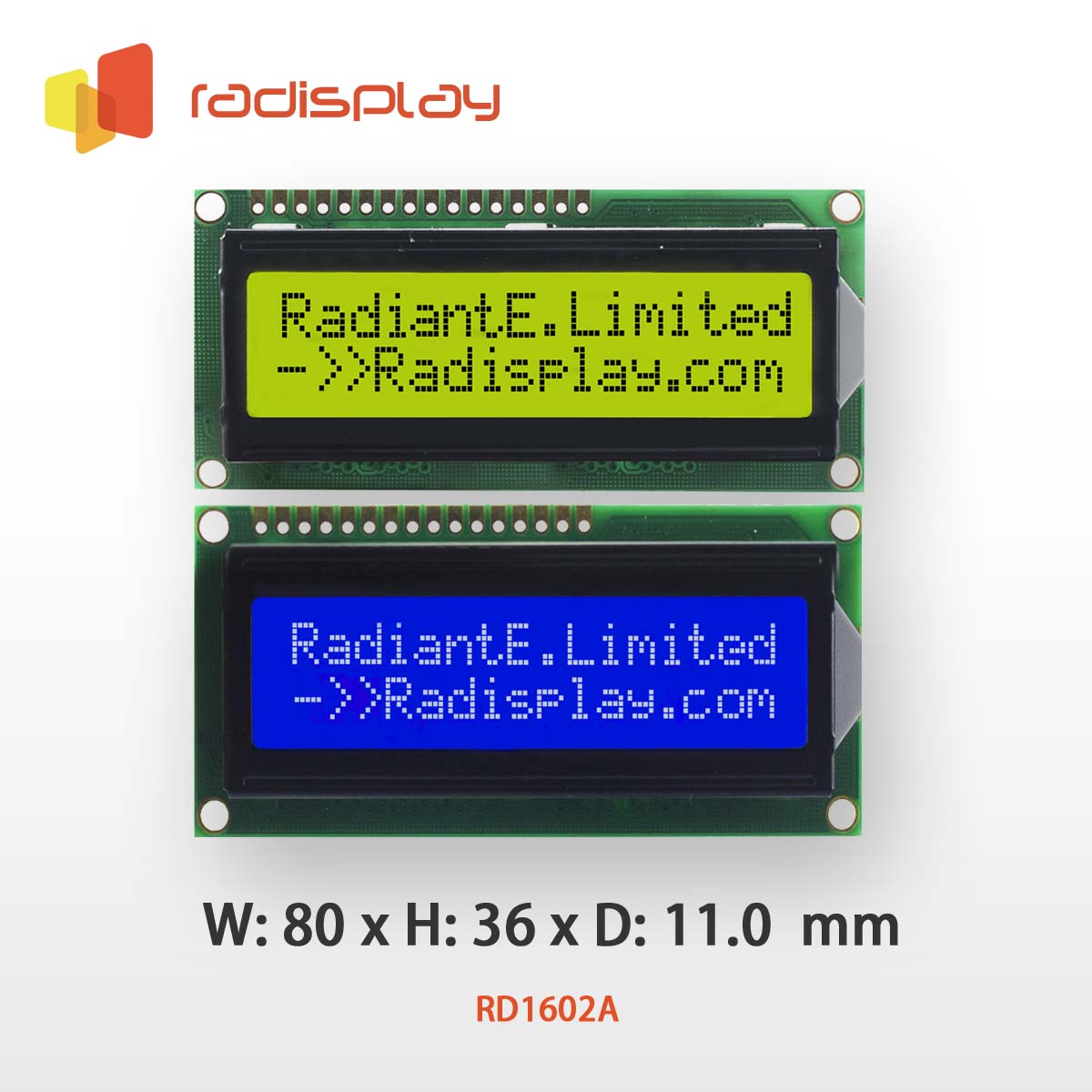 16x2 Character LCD Display Module (RD1602A-8)