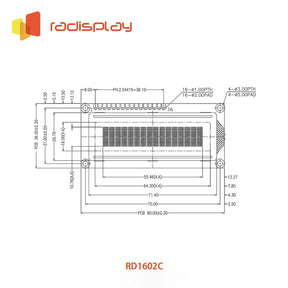 16x2 Character LCD Display Module, wider view area – Radiant ...