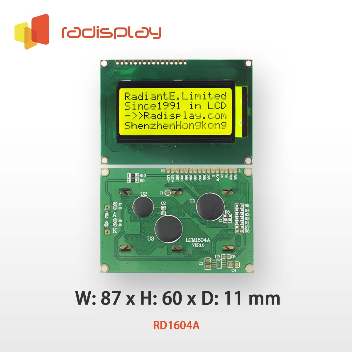16x4 Character LCD Display Module (RD1604A)