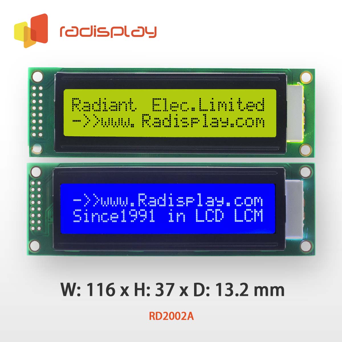 20x2 Character LCD Display Module (RD2002A)