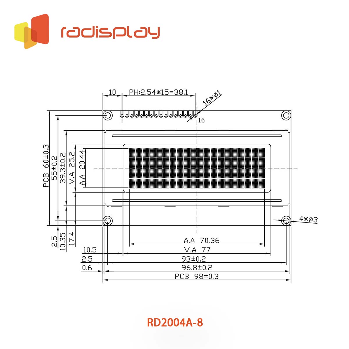 20x4 Character LCD Display Module (RD2004A-8)