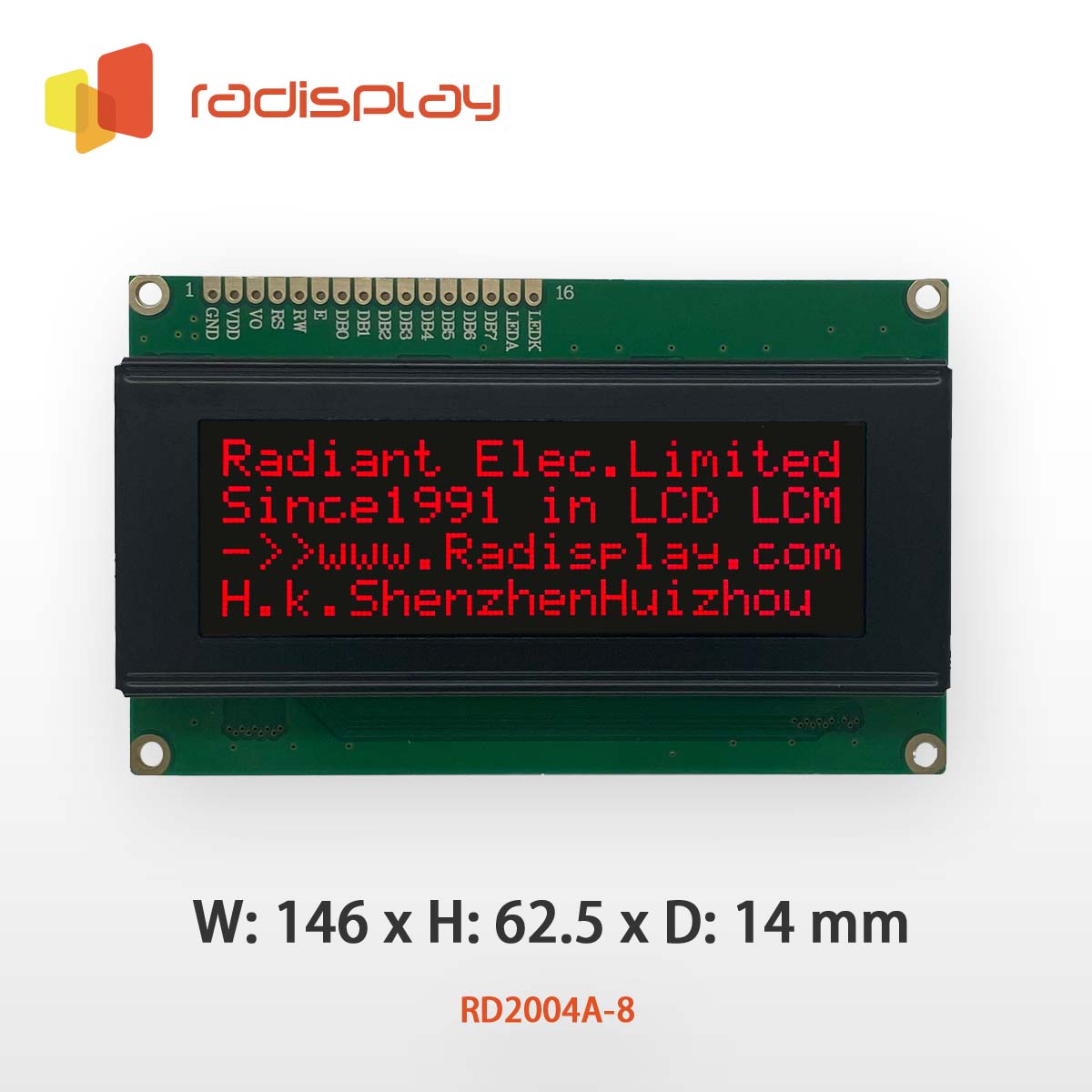 20x4 VATN Character LCD Display Module (RD2004A-8-VA)