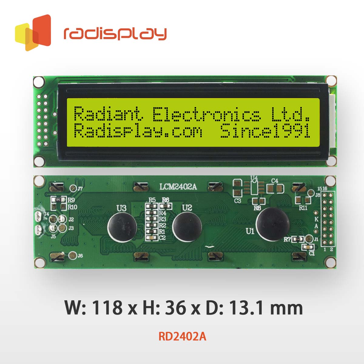 24x2 LCD Display Module (RD2402A), 2402 Character (Alphanumeric ...