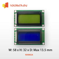 8x2 Character LCD Display Module (RD0802A)