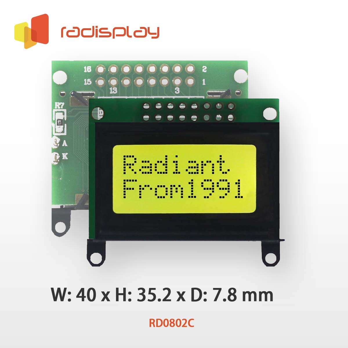 Small 8x2 LCD Display Module, 0802 Character (Alphanumeric) Display ...